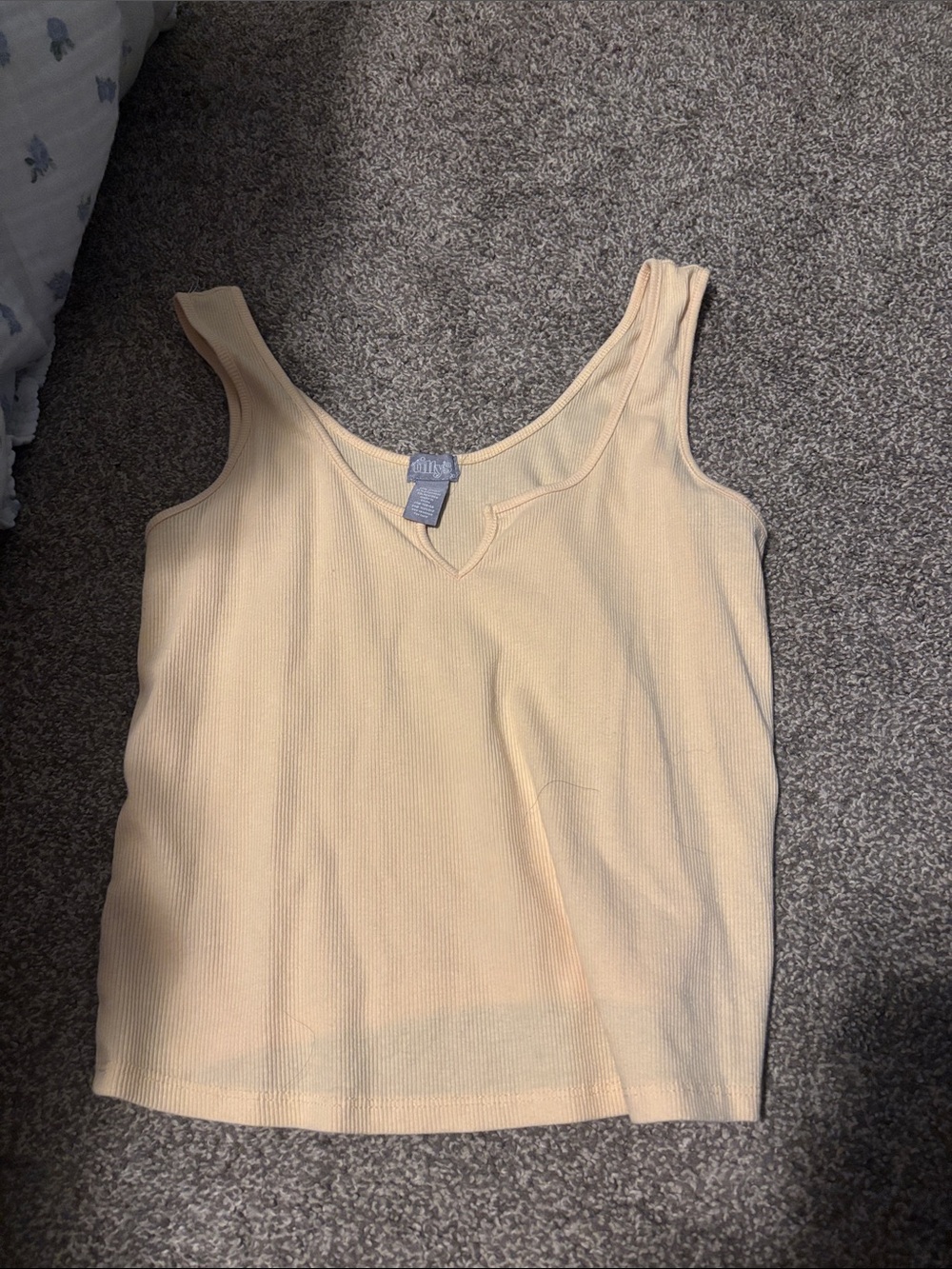 Tillys Ribbed V-Neck Tank Top in light yellow